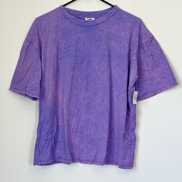 NWT Nordstrom Somewhere West Women's Purple Distressed Short Sleeve - L - Picture 1 of 7